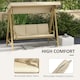 image 4 of Outsunny 3 Seater Garden Swing Chair with Adjustable Canopy and Cushions, Beige | White | Beige