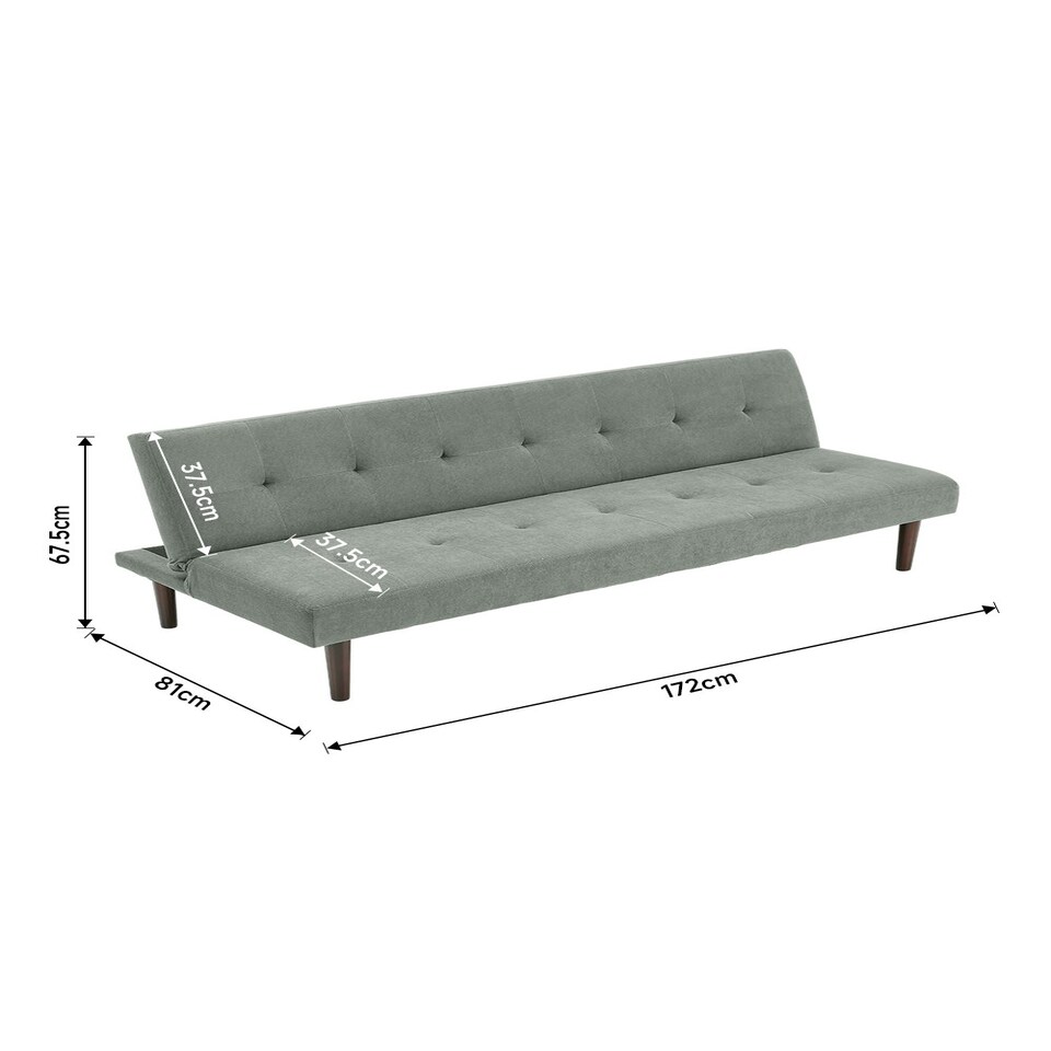 image 1 of Living and Home Modern Convertible Sofa Bed with Wooden Legs - Grey