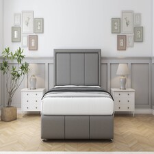Sloomy Lancaster Pewter Dumfries Divan Bed With Mattress No Drawers With 26" Strutted Headboard & 12" Matching Footboard 6' Super King | Grey | Pewter | Super King | 1