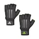image 2 of Adidas Half-Finger Weightlifting Gloves, Padded Palms & Wrist Strap, Grey, M | Grey | Grey | M