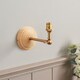 image 4 of Wood Wing Ash Wood Wall Light with Pearl Grey Fabric Leaf Shade 16cm B22