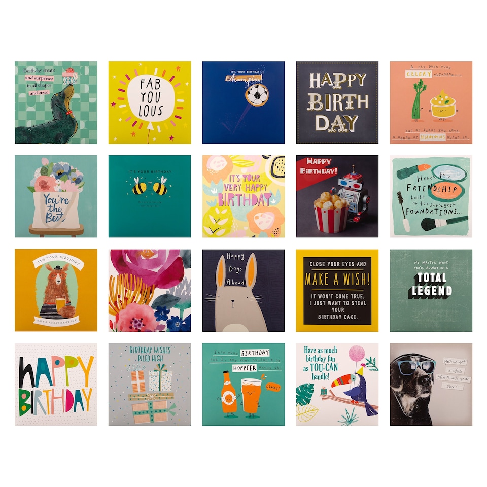 image 1 of Hallmark Pack Of 20 Birthday Cards - 20 Contemporary Designs