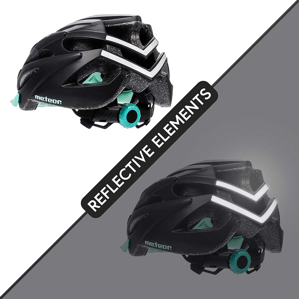 image 1 of Meteor Marven Cycle Helmet MTB Bike Skateboard Scooter Safety Gear Black | Black/Cyan  | L