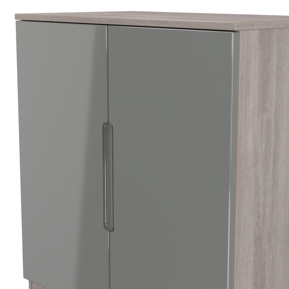 image 1 of Lucca 2 Door Cabinet in Grey Gloss & Grey Oak (Ready Assembled) | Grey | Grey Gloss & Grey Oak