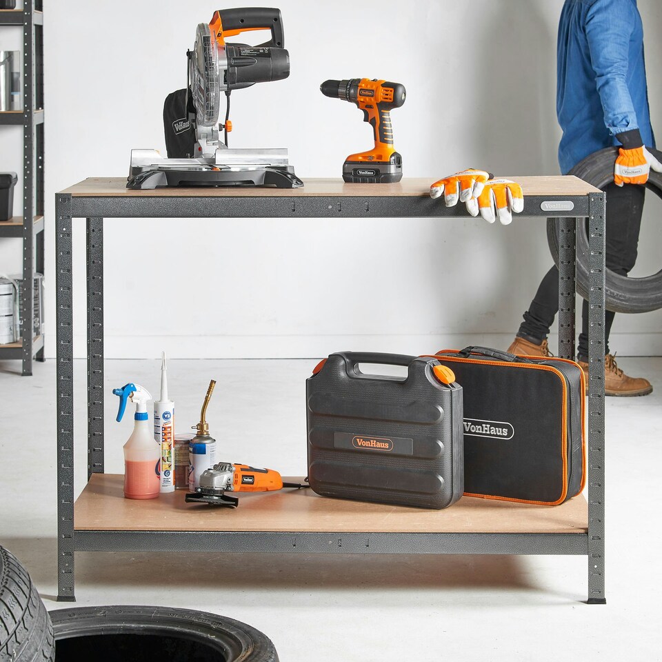 image 1 of VonHaus Heavy Duty Garage Workbench with 500kg Capacity
