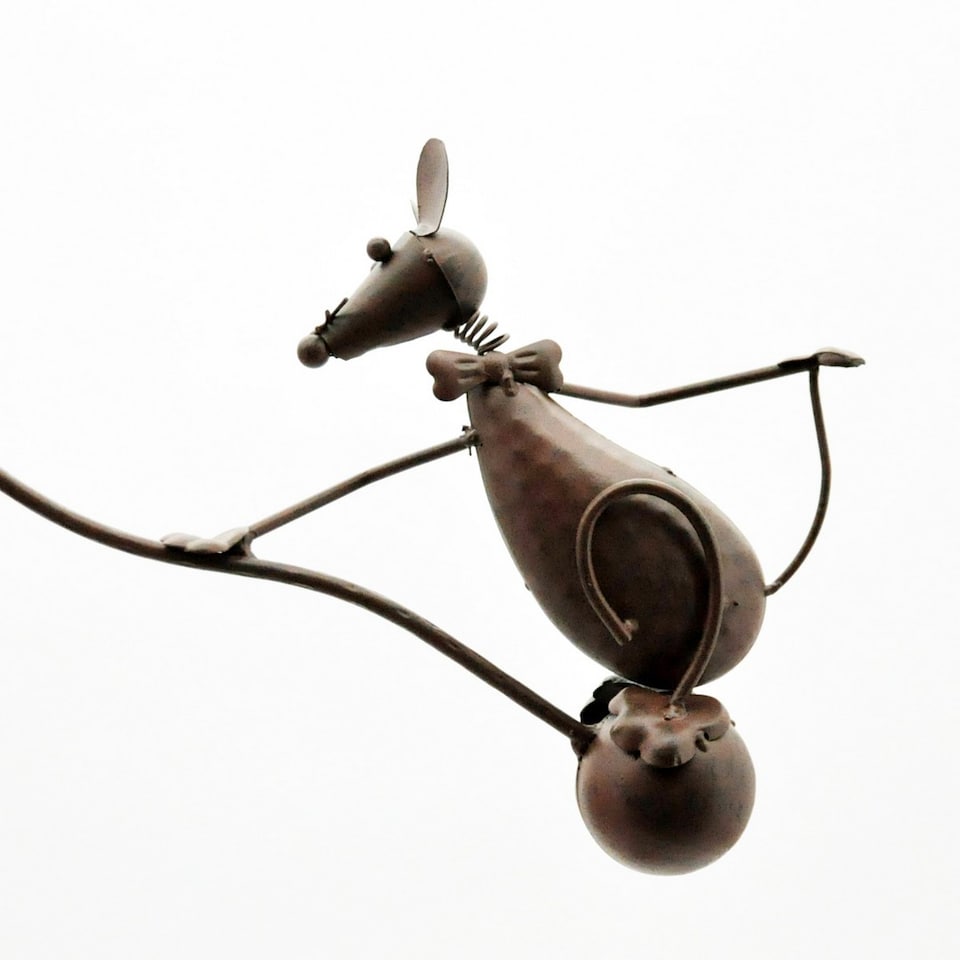 image 1 of 51" Cat and Mouse Garden Weathervanes Spinner - Metal - L80 x W80 x H130 cm