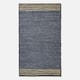 image 2 of Homescapes Recycled Leather Handwoven Stripe Rug | Grey | Grey