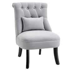 HOMCOM Tub Chair, Armless Single Sofa, Modern Button Tufted Armchair, Upholstered Linen Fabric Longue Accent Chair for Living Room, Bedroom, Grey