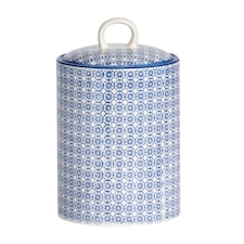 Nicola Spring Hand-Printed Kitchen Canister - 15.5cm - Navy | Blue | Blue