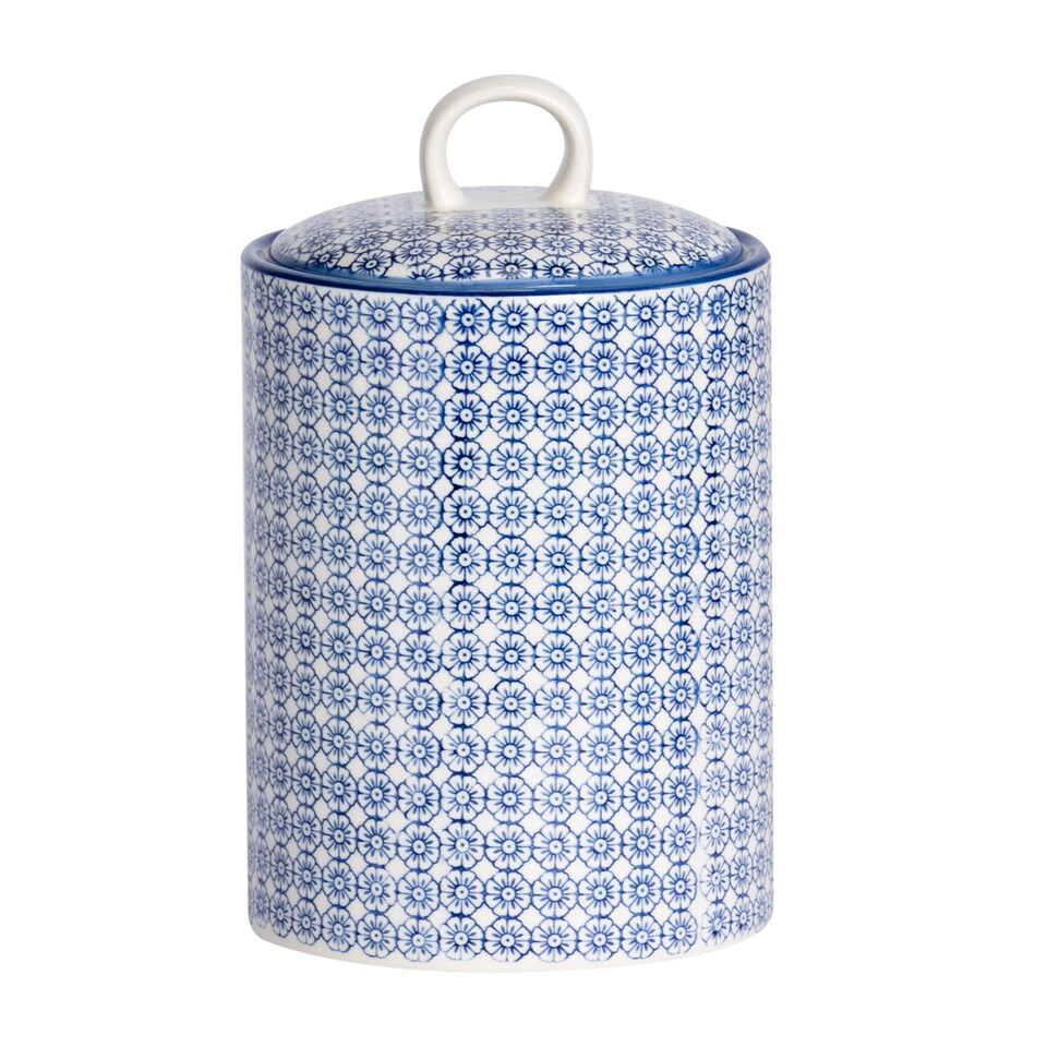 image 1 of Nicola Spring Hand-Printed Kitchen Canister - 15.5cm - Navy | Blue | Blue