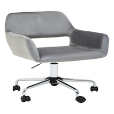 Interiors By Premier Ergonomic Grey Velvet And Chrome Base Home Office Chair, Comfortable Work From Home Chair, Movable Chair