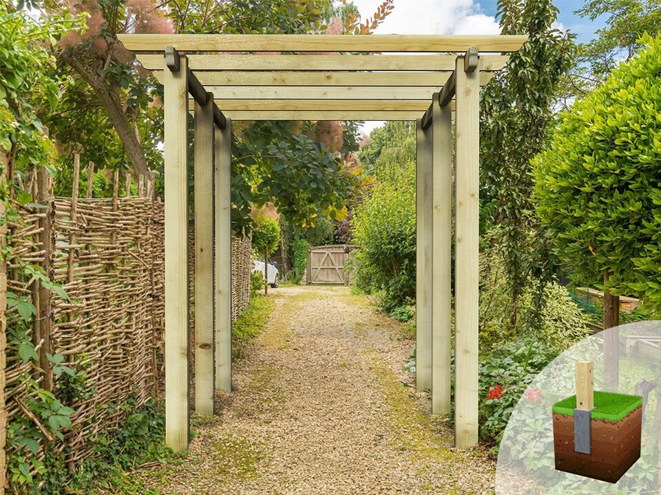 image 1 of eDecks HD Royal Walkway Garden Pergola w/ Steel Spikes 2.1m - 2.4 x 3.6m