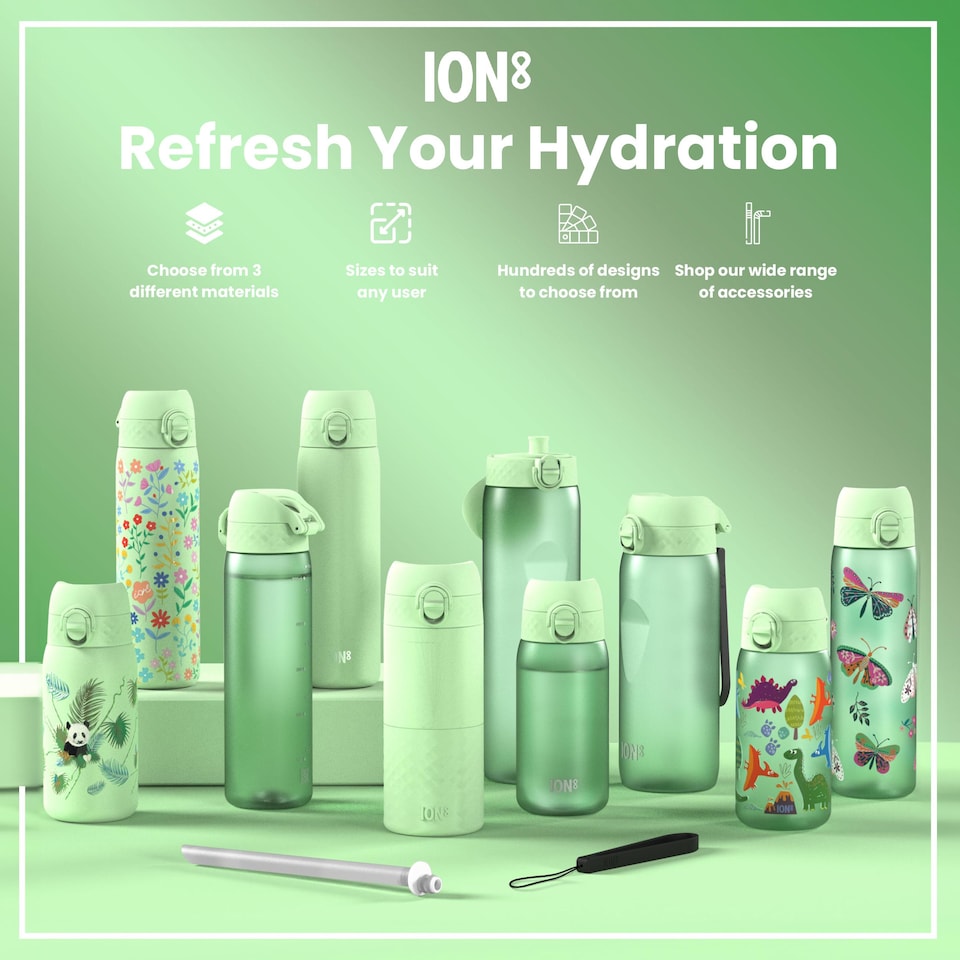 image 1 of Leak Proof Slim Water Bottle, Stainless Steel, 600ml (20oz)