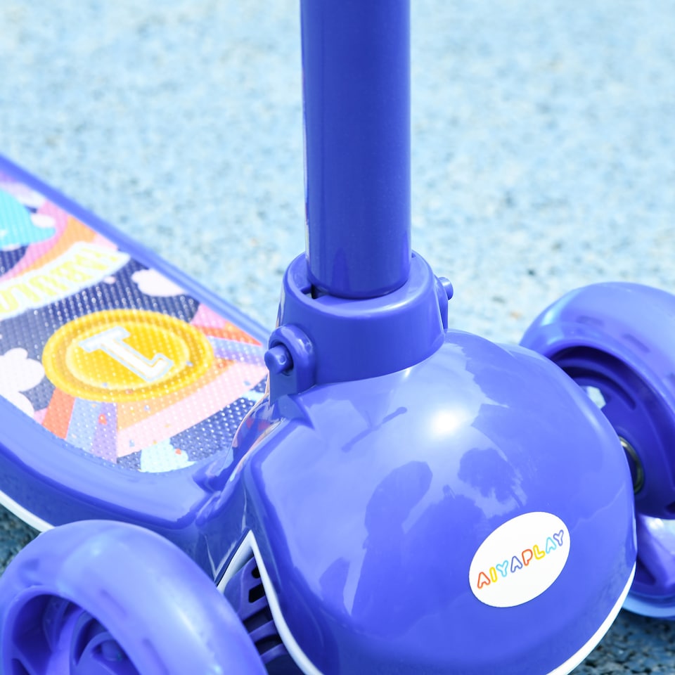 image 1 of AIYAPLAY Kids 3 Wheel Scooter for 2-6 Years Old w/ Adjustable Height, Blue | Blue | Blue | 52L x 29W x 76Hcm