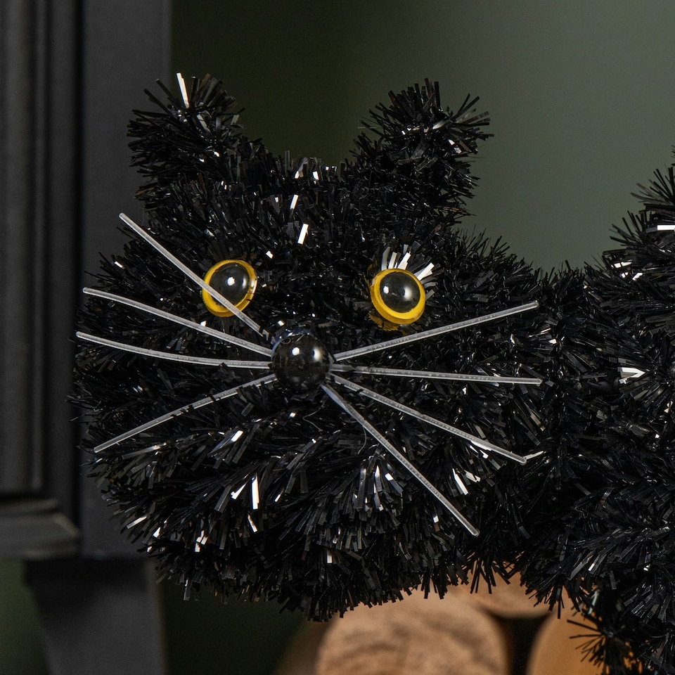 image 1 of 42cm Black Scaredy Cat with Arched Back Halloween Decoration