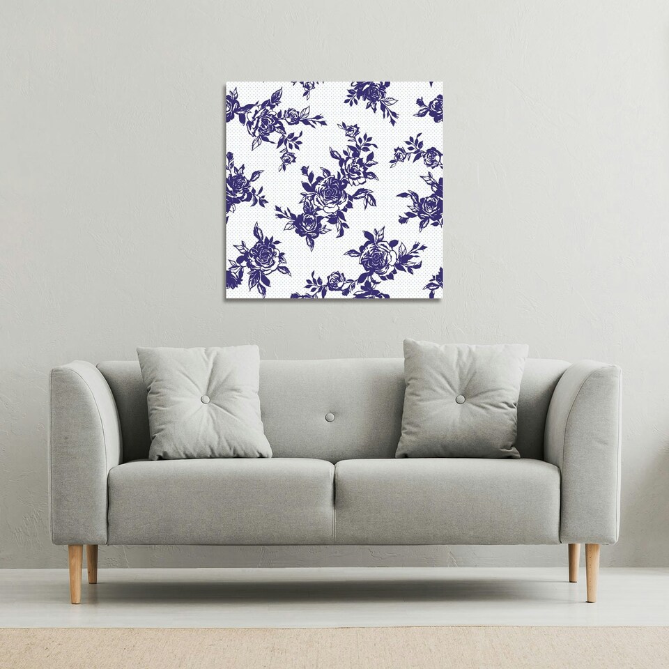image 1 of Roses Print On Polka Dots (Canvas Print) 46 x 46 x 4cm