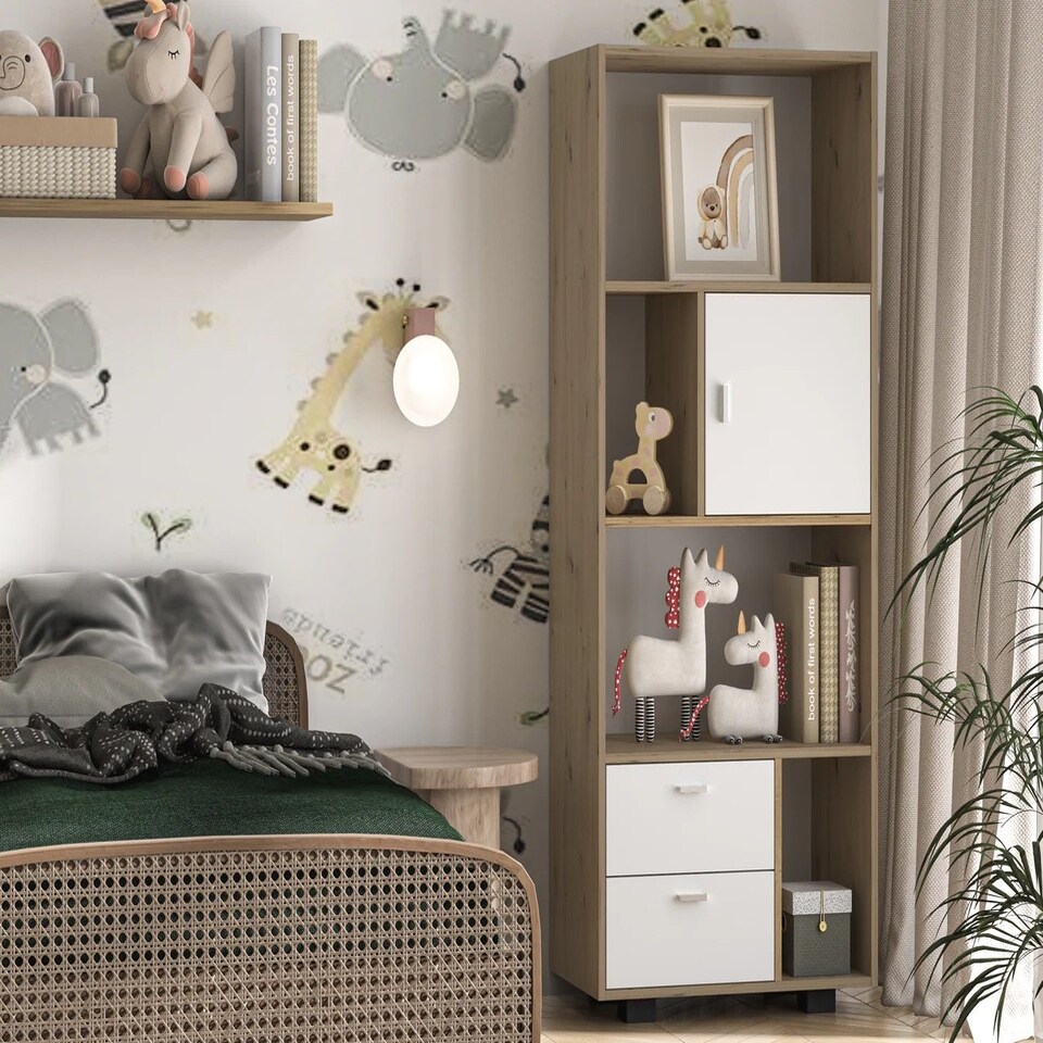 image 1 of Bookcase Kurt White - Artizan Oak (2 boxes) White