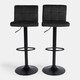 image 1 of OHS 2 x Velvet Swivel Height Adjustable Counter Bar Stools - Black