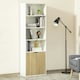 image 2 of HOMCOM 2 Door 4 Shelves Bookcase Wooden Storage Cabinet Display Unit White Oak