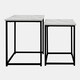 image 1 of OHS 2 Piece Wood Top Modern Home Decor Side End Coffee Nest Of Tables White | Marble