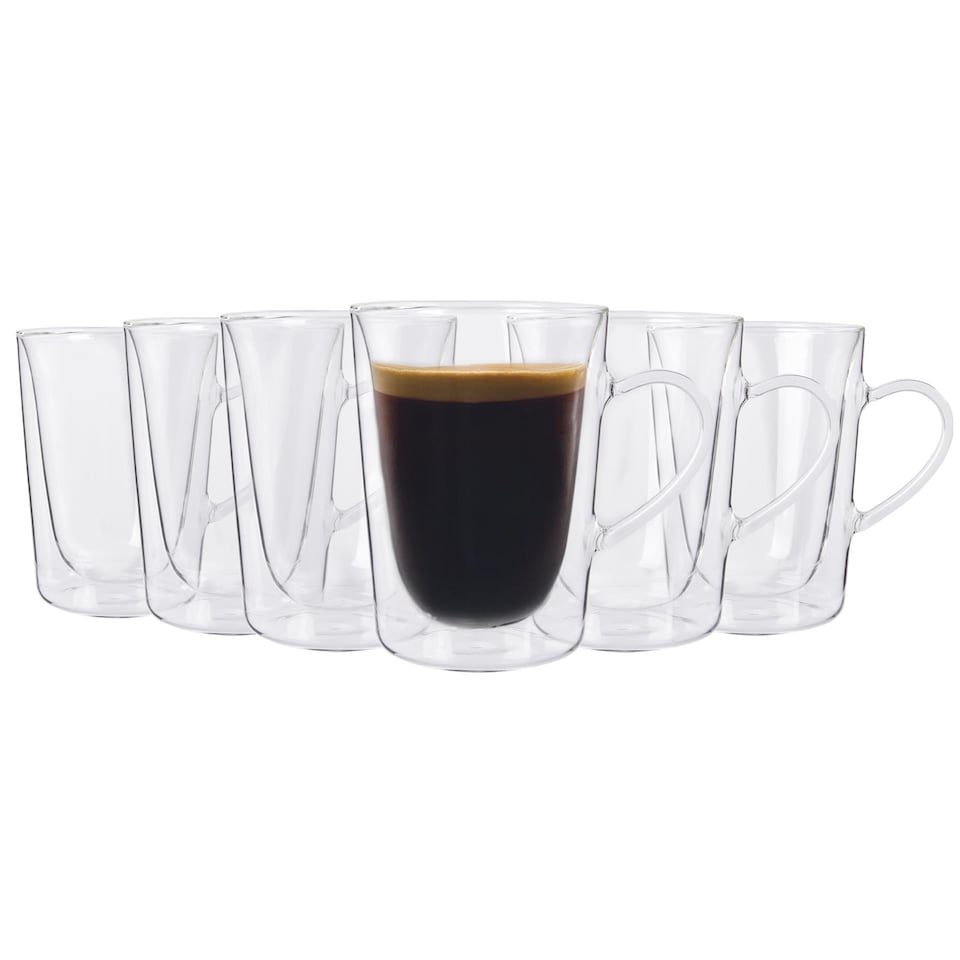 image 1 of Rink Drink Double Walled Coffee Glasses - 285ml - Pack of 6 | Clear | Clear