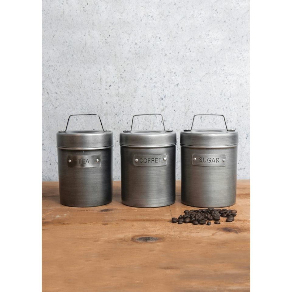 image 1 of KitchenCraft Tea Coffee Sugar Canister Set Gift Boxed