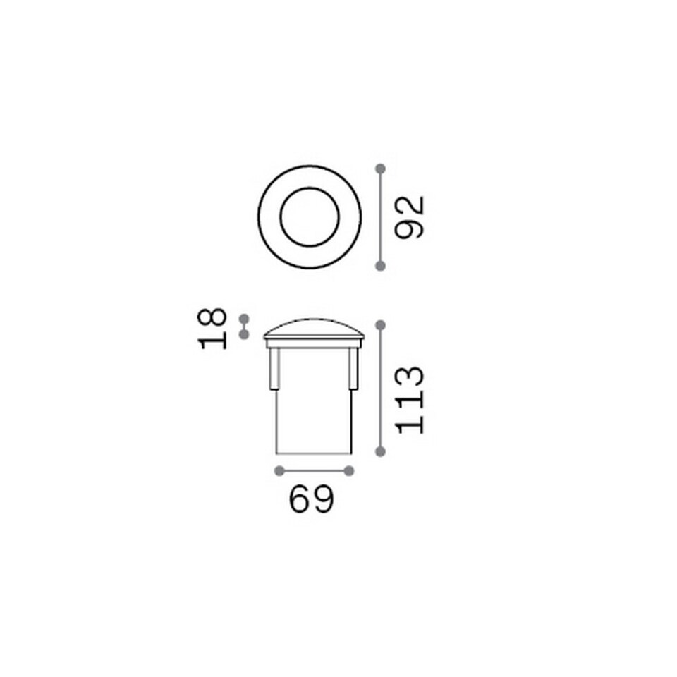 image 1 of Rocket 9cm Outdoor Recessed Ground Light Steel 1x LED 970lm 4000K IP67 - Driver Required