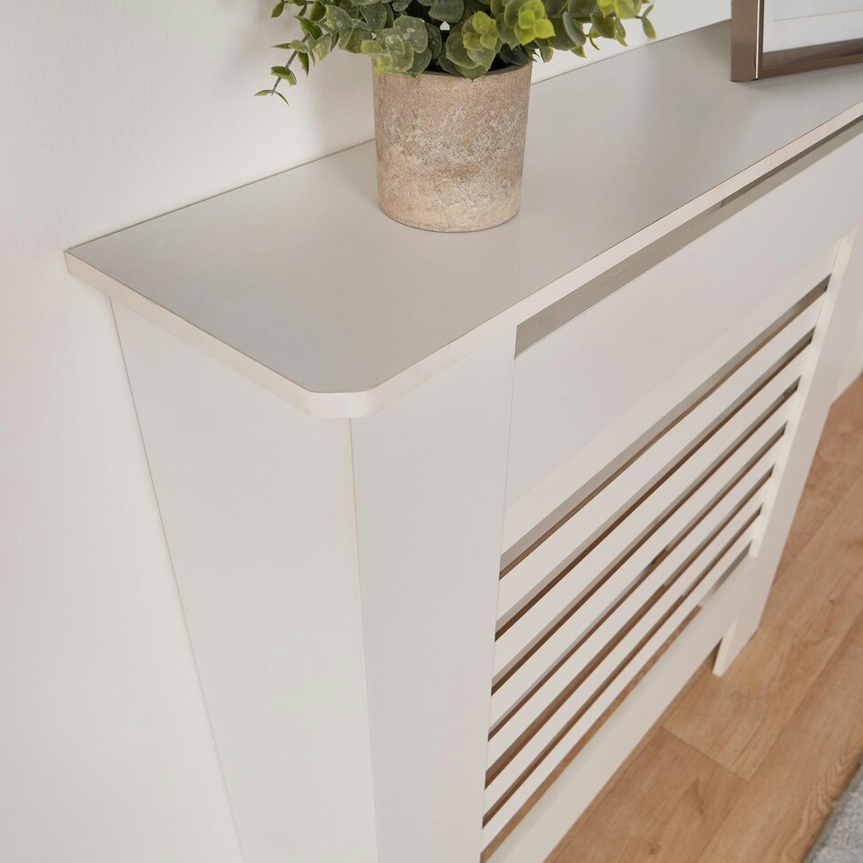 image 1 of OHS MDF Horizontal Slat Grilled Radiator Cover, Medium - White | White