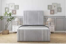 Sloomy Kingsley Silver Naples Bed Frame With Mattress With 50" Upholstered Headboard 2'6 Small Single