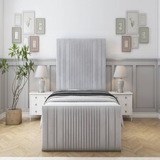 Sloomy Kingsley Silver Naples Bed Frame With Mattress With 50" Upholstered Headboard 2'6 Small Single