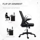 image 7 of Vinsetto Mesh Office Chair for Home with Lumbar Support, Flip-up Arm, Wheels Black