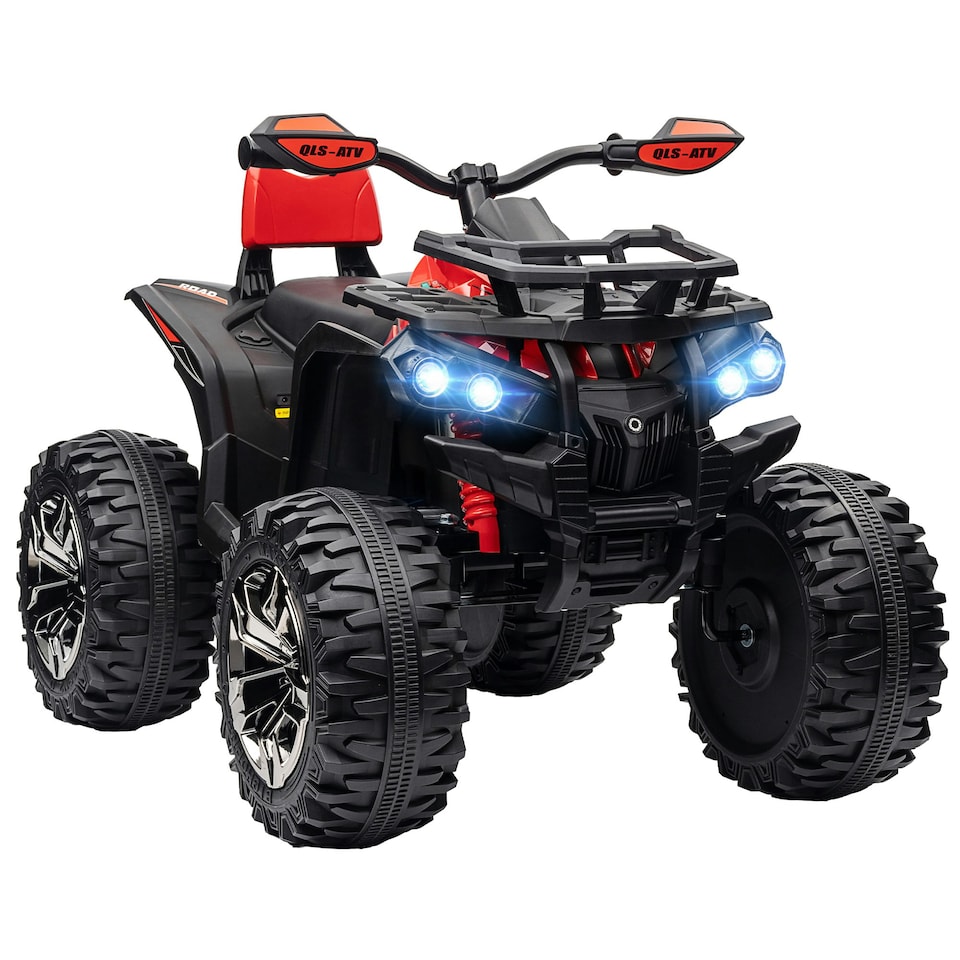 image 1 of HOMCOM 12V Quad Bike ATV with LED Lights, Music, for Kids, Red