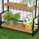 image 8 of Outsunny 3 Tiered Plant Stand Rack with Hanging Hooks for Indoor Outdoor