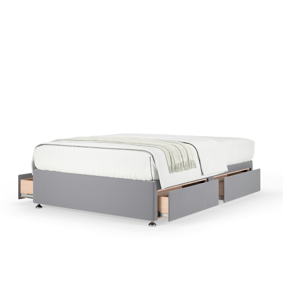 image 1 of Ortho Classic Orthopaedic Silver Plush Velvet 4 Drawer Divan Set King Size