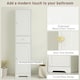 image 5 of HOMCOM Tall Bathroom Storage Cabinet with Arch Doors Adjustable Shelf White White
