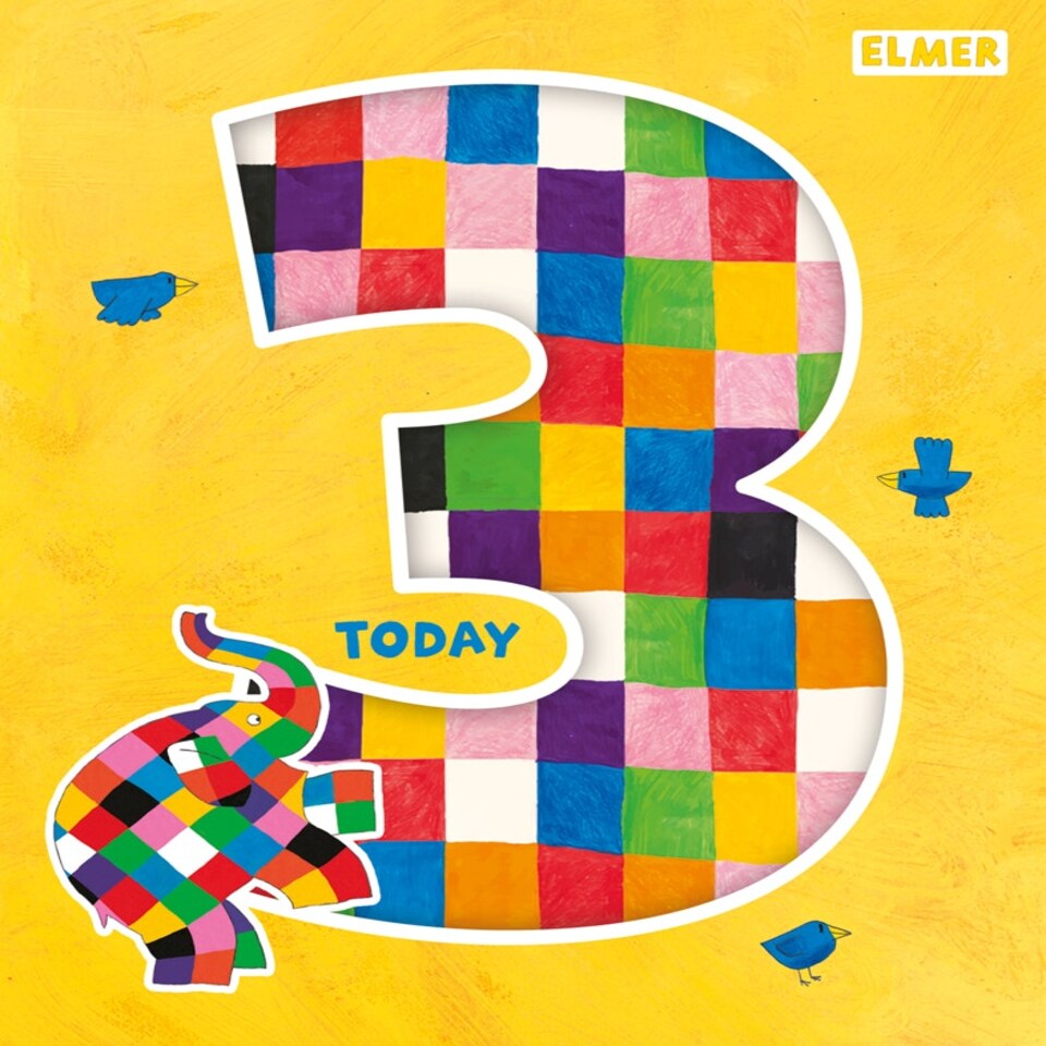 image 1 of Elmer The Patchwork Elephant Age 3 Birthday Card