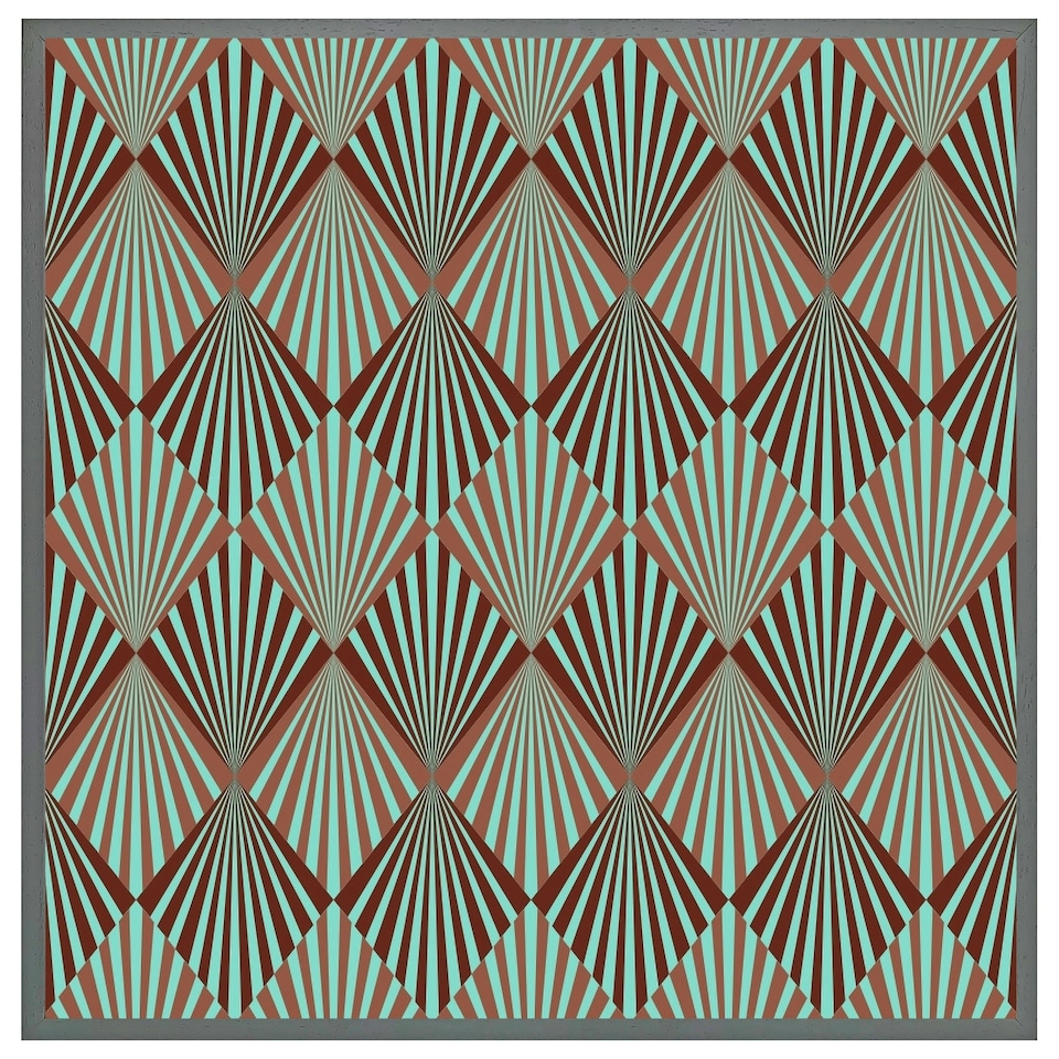 image 1 of Green geometric rays (Picture Frame) Brown | L