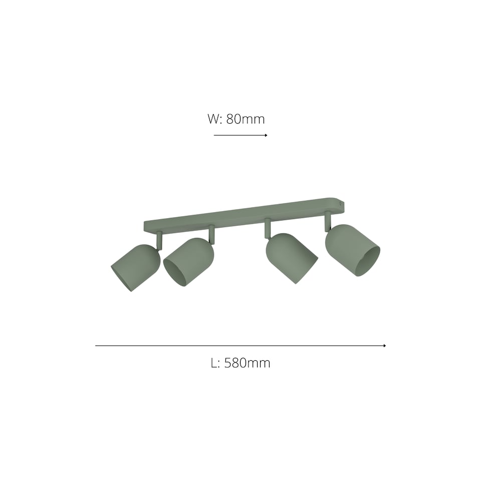 image 1 of EGLO Tilston Steel Minimalist 4-Light Ceiling Spotlight, Green
