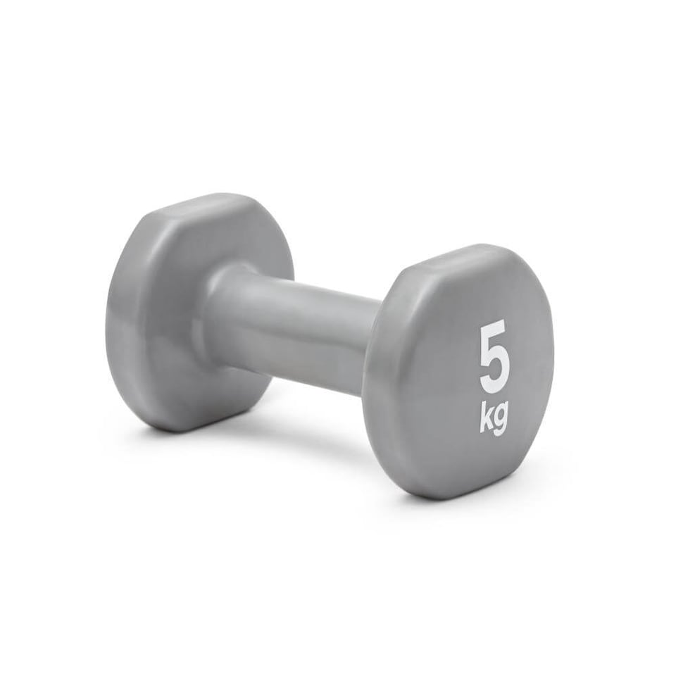 image 1 of Reebok 5kg Vinyl-Coated Cast Iron Dumbbell Pair, Grey, Anti-Roll | Multi | Grey | 9917