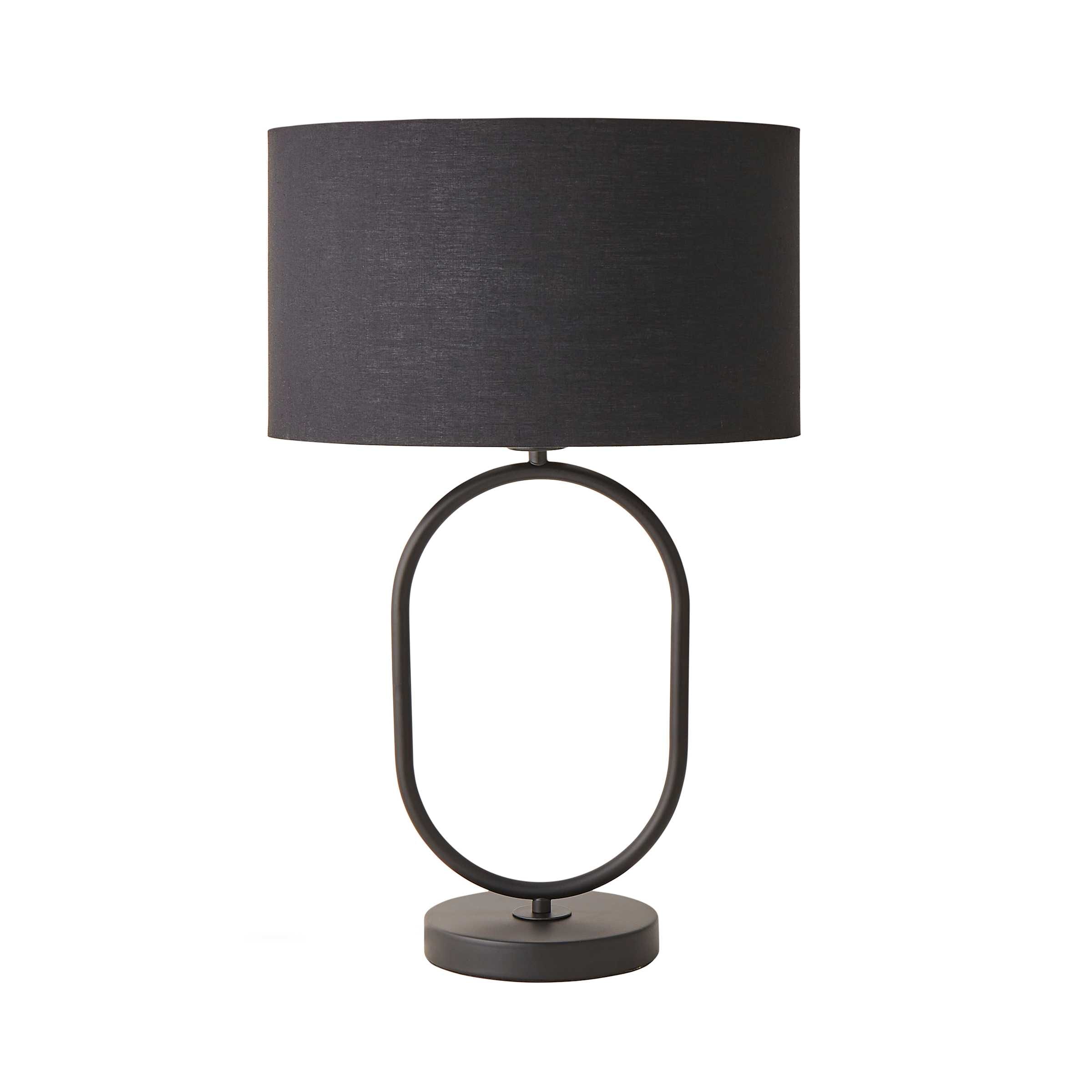 ValueLights Antonia Fabric Drum Lamp Shade Matte Black Oval Table Lamp
