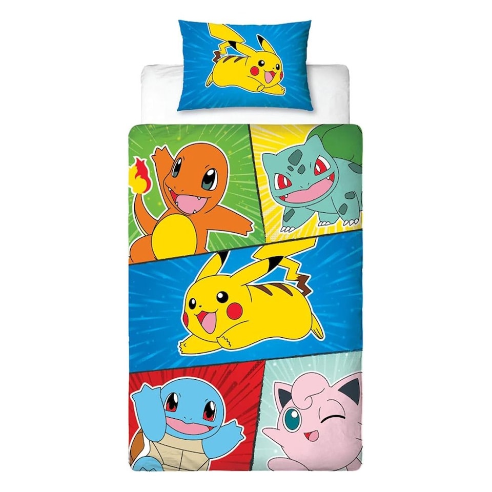 image 1 of Pokemon Retro Duvet Cover Set | Multi | Multicoloured | Single | 1