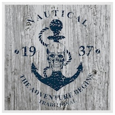 Anchor print on wood (Picture Frame) White | XS