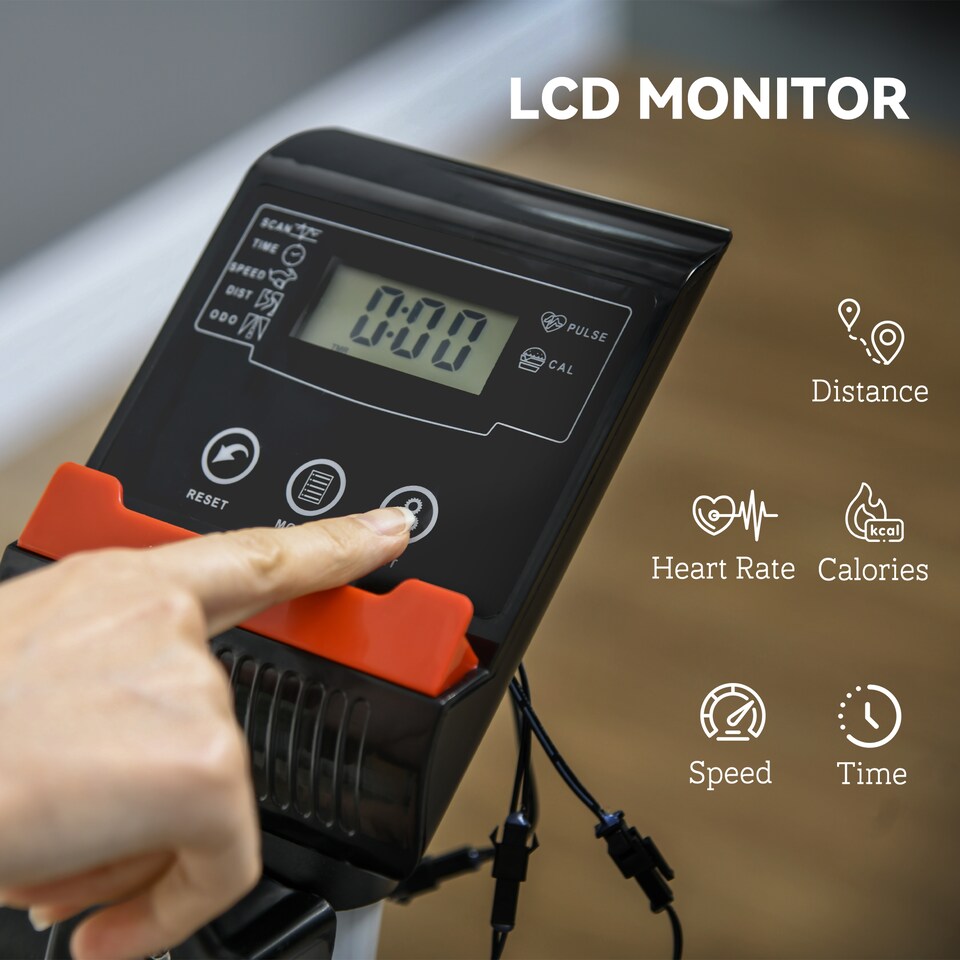 image 1 of SPORTNOW Exercise Bike, Quiet Stationary Bike with 8-Level Magnetic Resistance, Heart-Rate Sensor, Adjustable Seat, Wheels and LCD Monitor, for Home Gym Workout, Grey | Grey