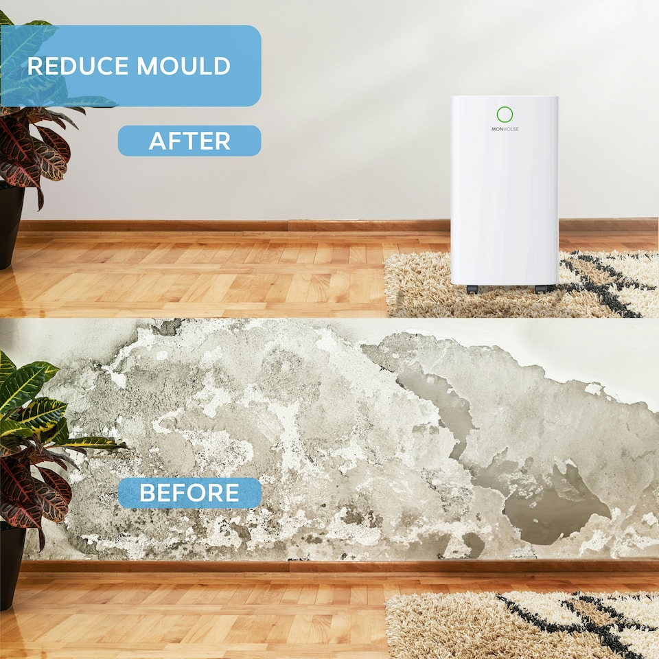 image 1 of MONHOUSE 20L/Day Digital Dehumidifier - Large 4L Tank - Sleep Mode, 24 HR Timer For Office, Home, Bedroom & Kitchen - Portable Electric Mould, Damp, Remover