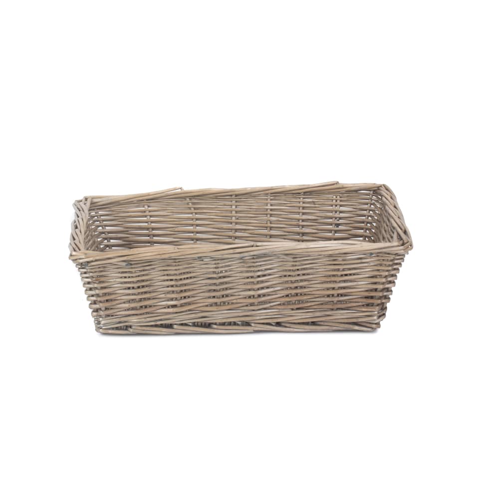 image 1 of Large Antique Wash Tapered Serving Tray | Brown | Brown | Large