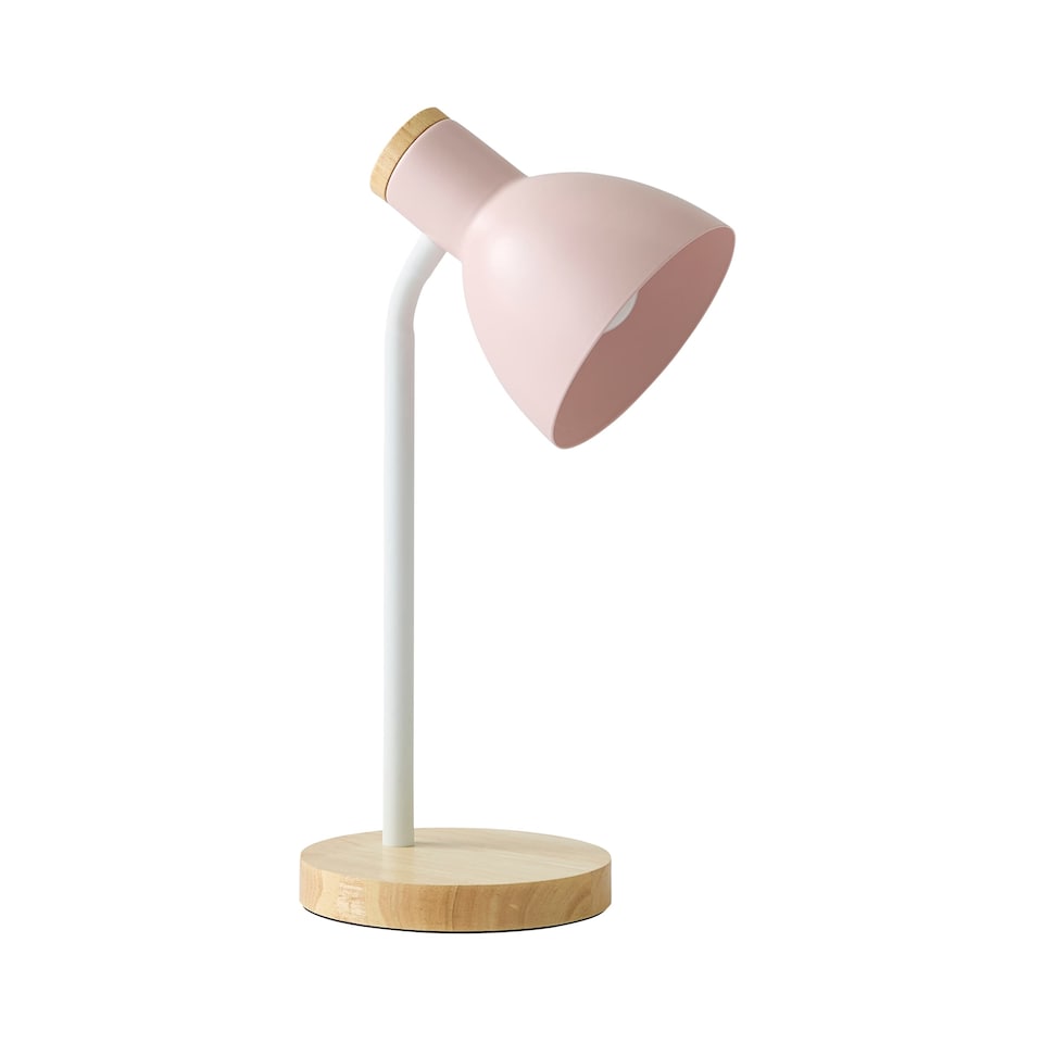 image 1 of ValueLights Woody Blush Pink Desk Task Adjustable Table Lamp and Bulb