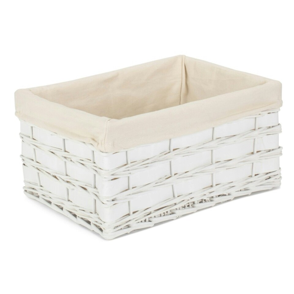 image 1 of White Scandi Storage Basket with White Lining White | White | M