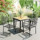 image 2 of Outsunny 4 PCs Stackable Outdoor Garden Chairs with Metal Slatted Design, Black