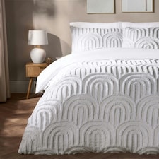 OHS Ultra Soft Tufted Arches Duvet Cover Set White | King