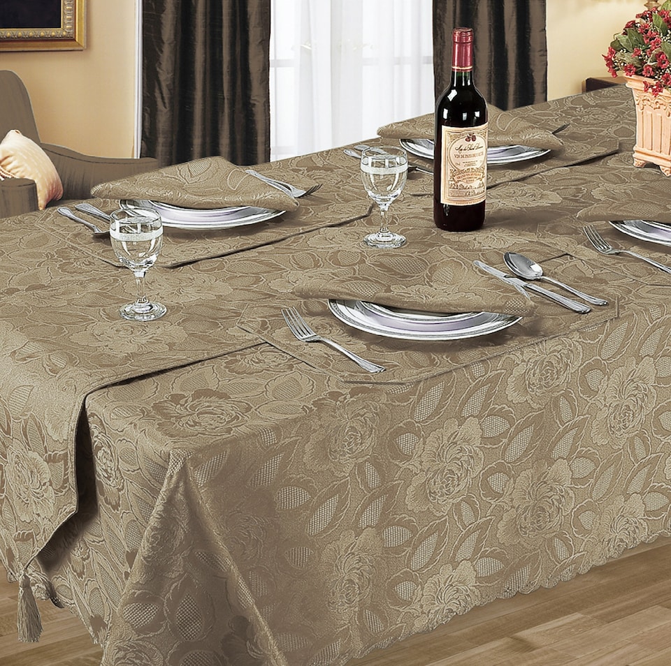 Kitchen Trends Rose Jacquard Tablecloth